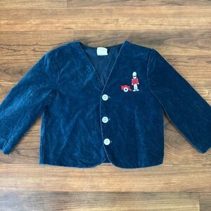 Vintage Style | Navy Blue Suede Jacket with Toy Soldier Embroidery